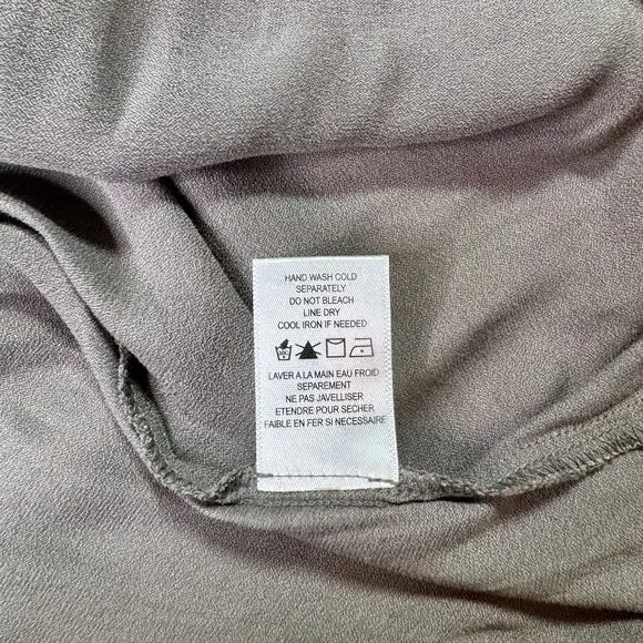 Pleione Ruffled Tied Tunic Blouse Gray Women’s Small Regency Shirttail Hem - Picture 11 of 16